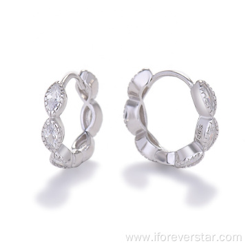 Earrings Rhodium Plating 925 Silver Circle Hoop Earrings